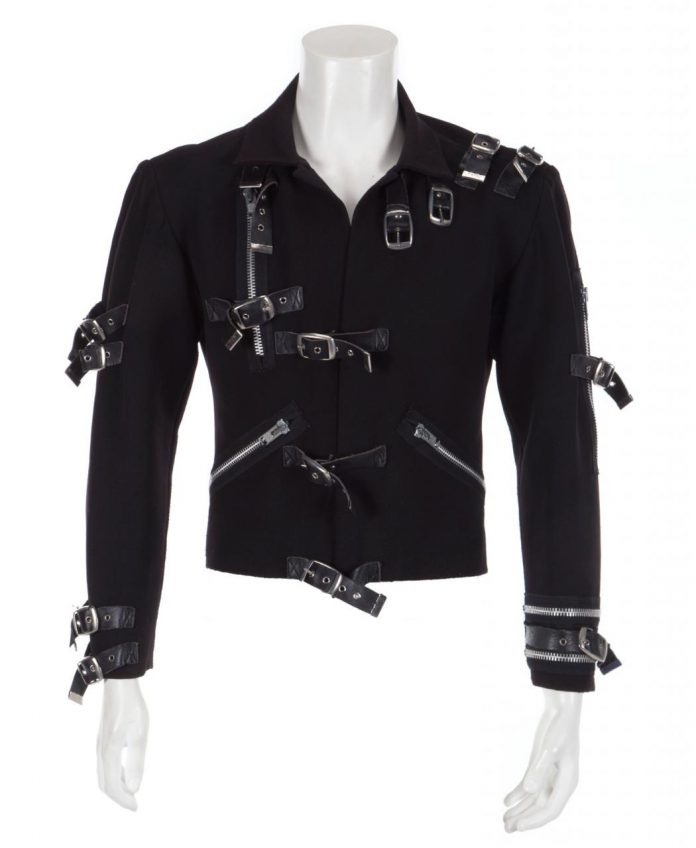 A black synthetic-blend jacket Michael Jackson wore on his 1989 Bad World Tour is pictured in this photo provided by Julien's Auctions