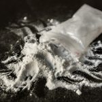 Mephedrone powder on counter top