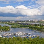 Dnieper River and boat station.
