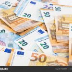 European union currency euro banknotes bills background. 2, 10, 20 and 50 euro. Concept success rich economy. On white background