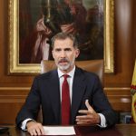 Spanish King Felipe VI giving a speech on Catalonian referendum